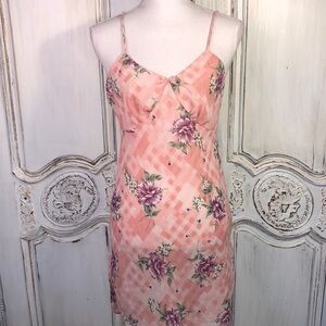 Body Chic Size Medium Spaghetti Strap Plaid and Floral Sheer Nighty Vintage